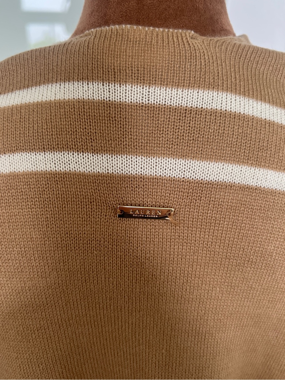 Ralph Lauren Camel & Ivory Signature Stripe Poncho - Picture 4 of 6